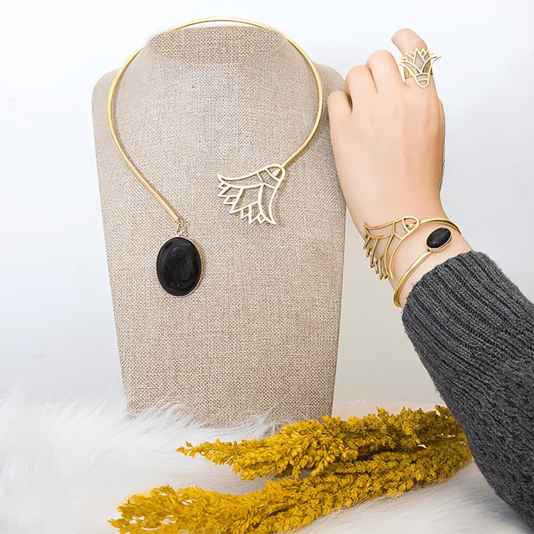 Handcrafted Pharaonic Copper Jewelry Set – Lotus of Life Design