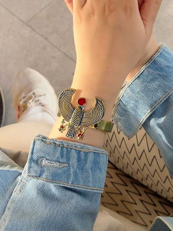 Handcrafted Pharaonic Copper Bracelet – Winged Scarab of Protection