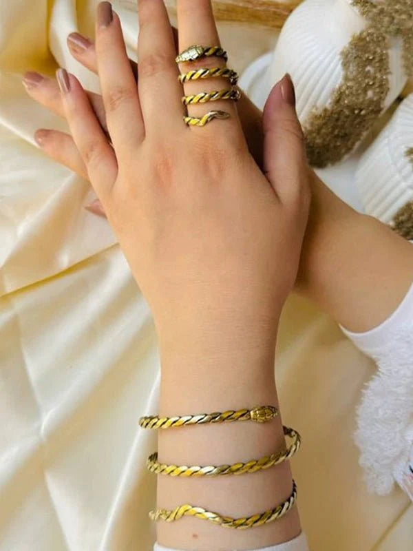 Mythic Twisted Ring & Bracelet Set – Copper Symbolic Jewelry