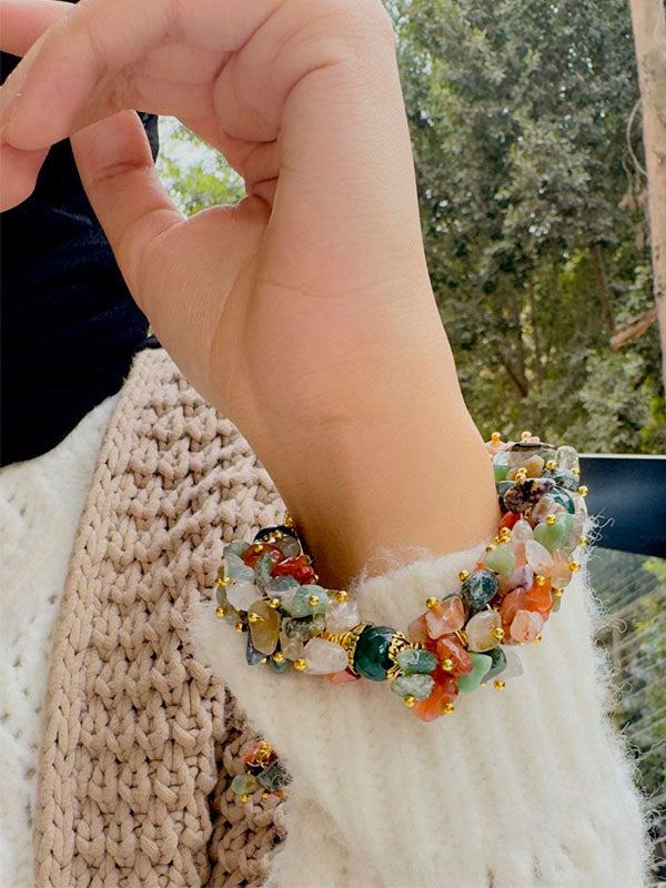 Handmade Agate Stone Jewelry Set – Arabic Art Pendant