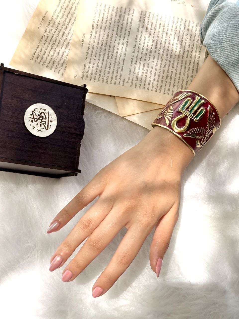 Handcrafted Pharaonic Copper Bracelet – Ankh & Wings Design
