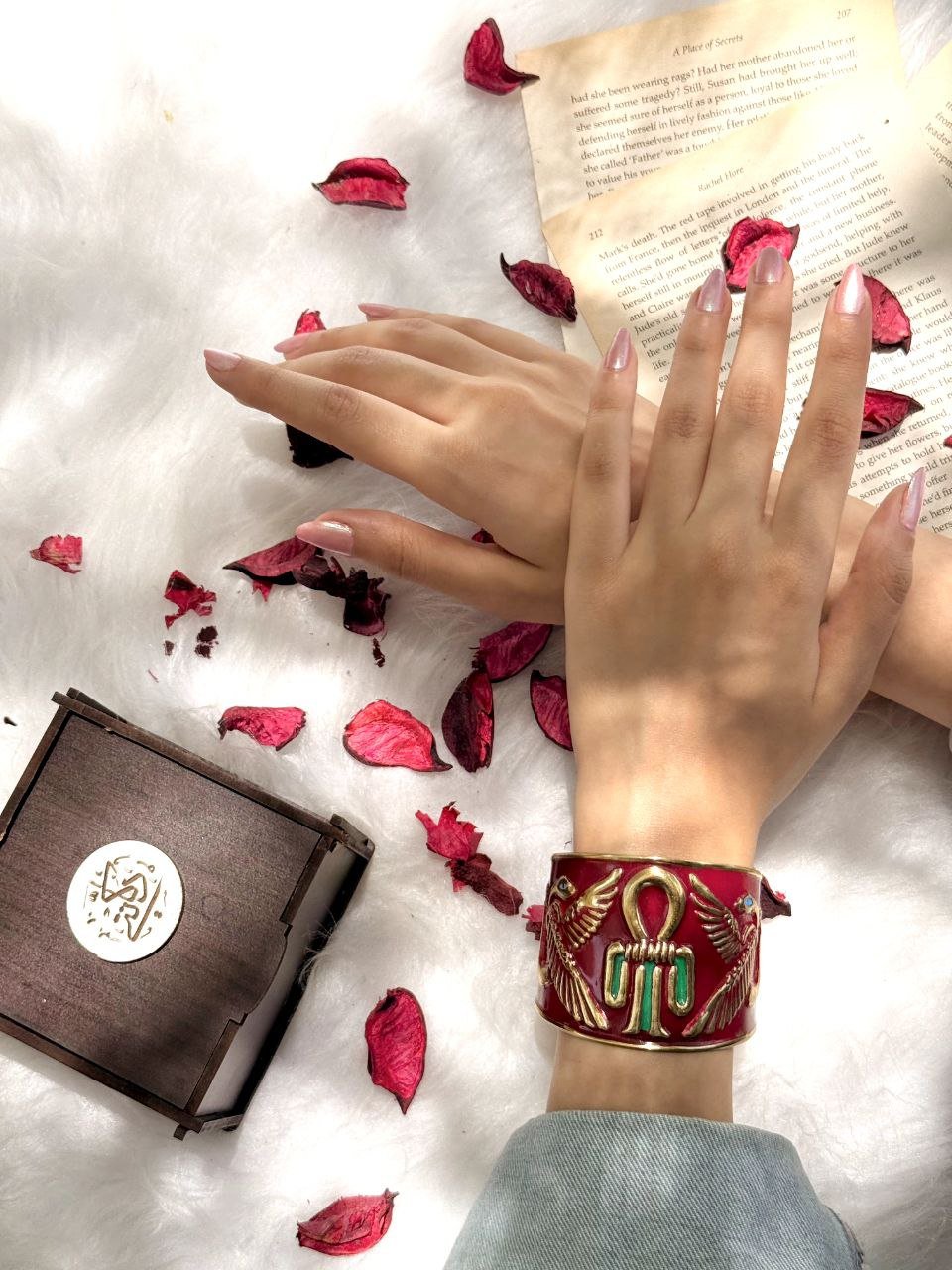 Handcrafted Pharaonic Copper Bracelet – Ankh & Wings Design