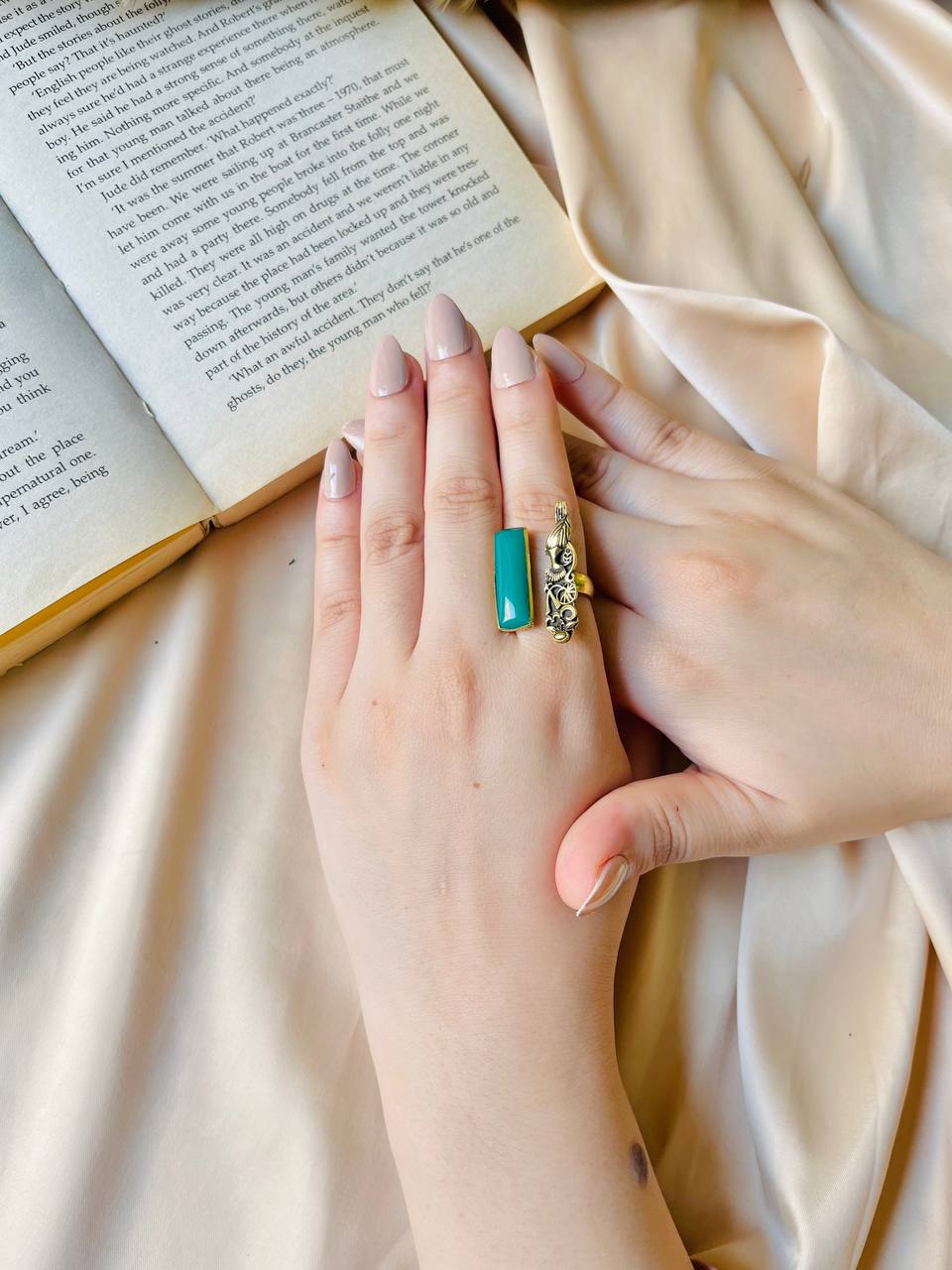 Emerald Peacock Ring | Adjustable Ring