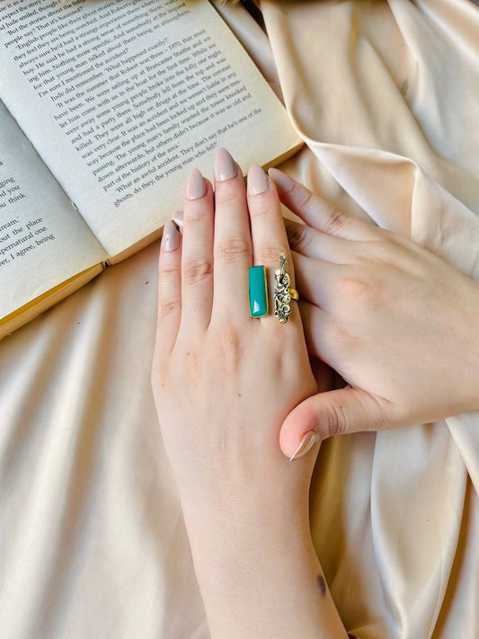 Emerald Peacock Ring | Adjustable Ring