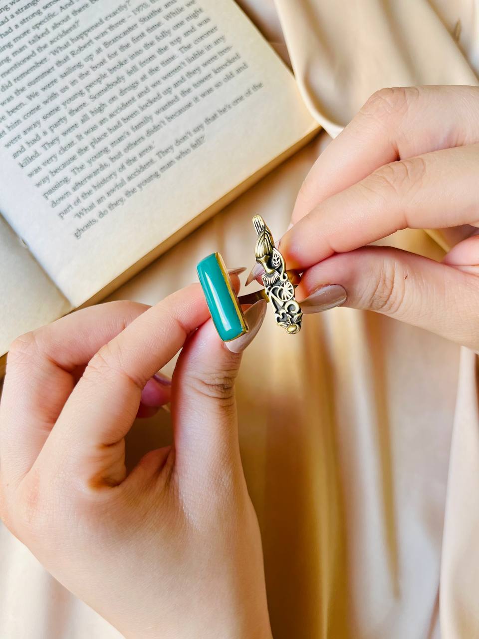 Emerald Peacock Ring | Adjustable Ring