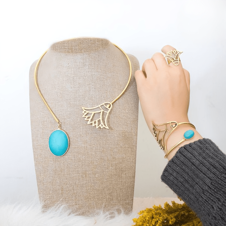 Handcrafted Pharaonic Copper Jewelry Set – Lotus of Life Design