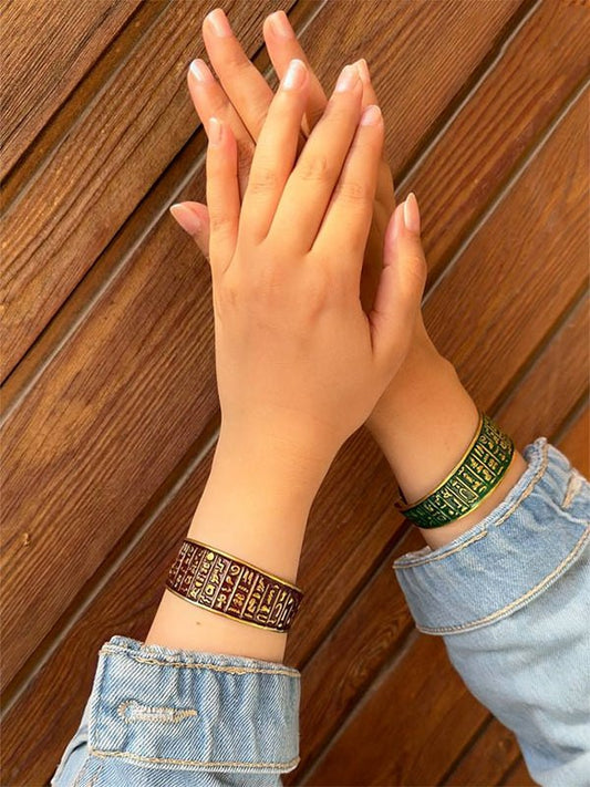 Handcrafted Pharaonic Copper Bracelet Set – Hieroglyphs of Eternity