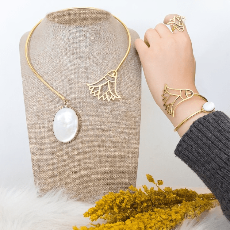 Handcrafted Pharaonic Copper Jewelry Set – Lotus of Life Design
