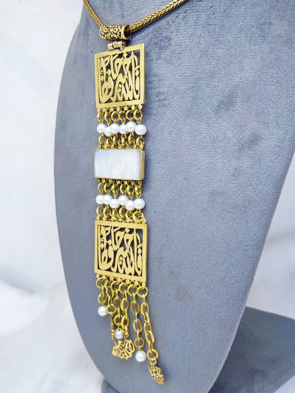 Silver & Gold-Plated Arabic Calligraphy Necklace – For Allah is the best protector