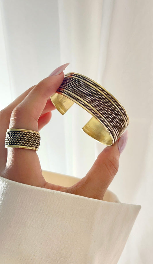 Vintage Woven Copper Set – Bracelet & Ring