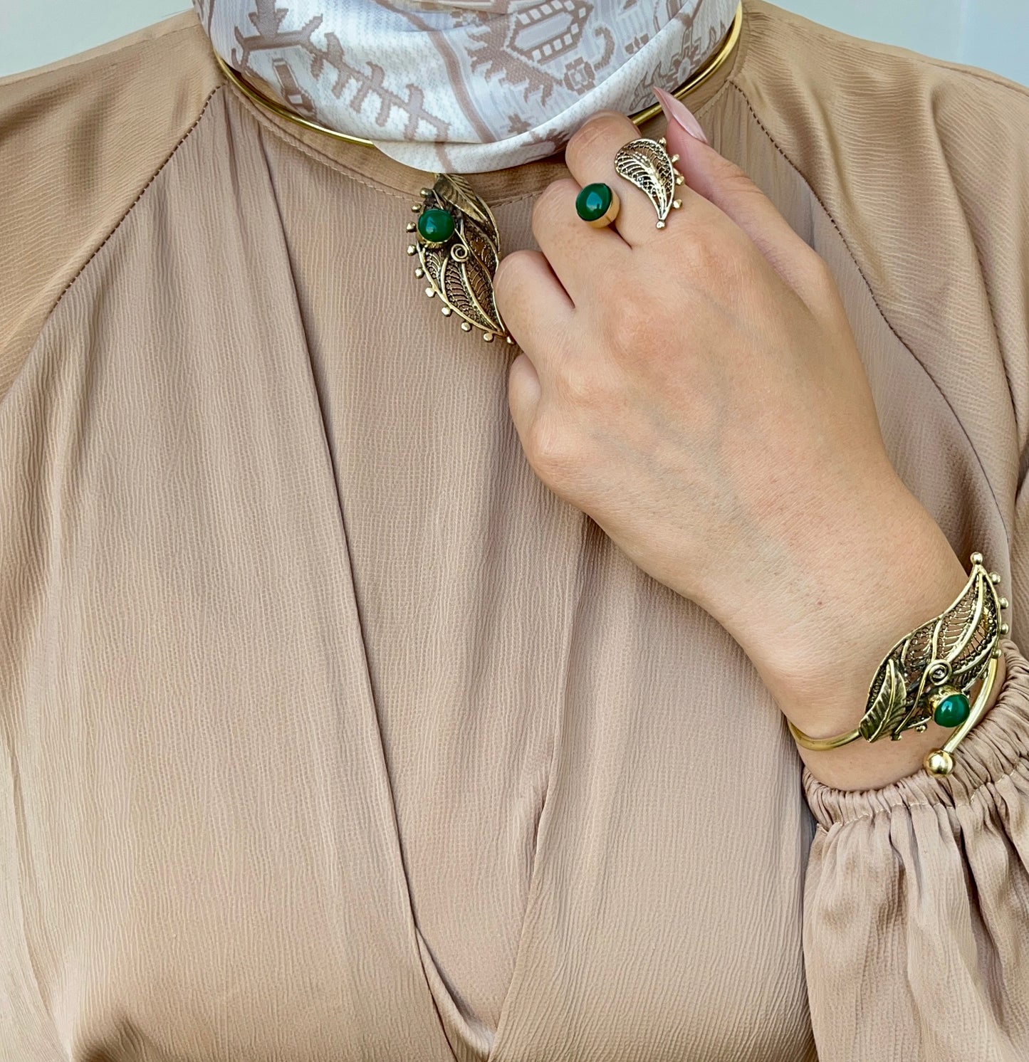 Handcrafted Copper Leaf Jewelry Set