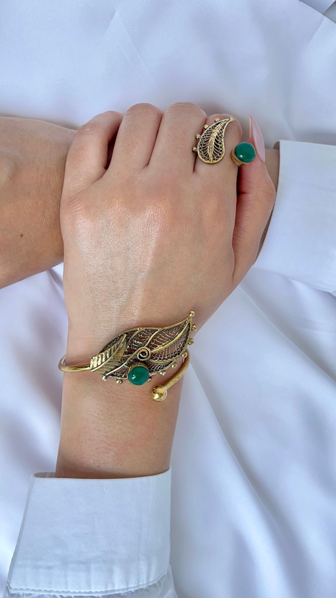 Handcrafted Copper Leaf Jewelry Set