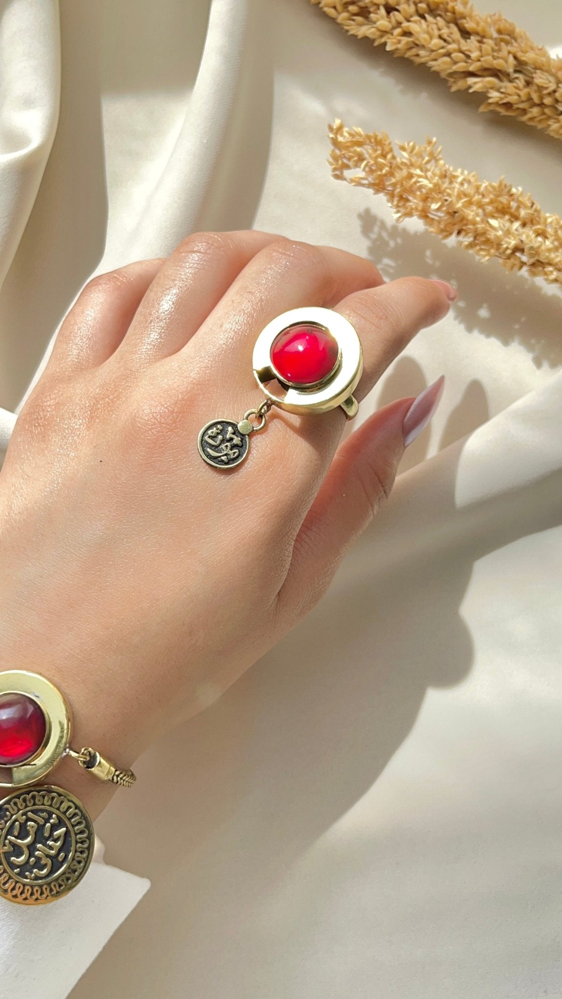 Classic Arabic Charm Set – Red & Navy Stone Edition