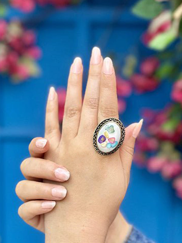 Handcrafted Copper Bracelet & Ring Set – Arabic Art Design