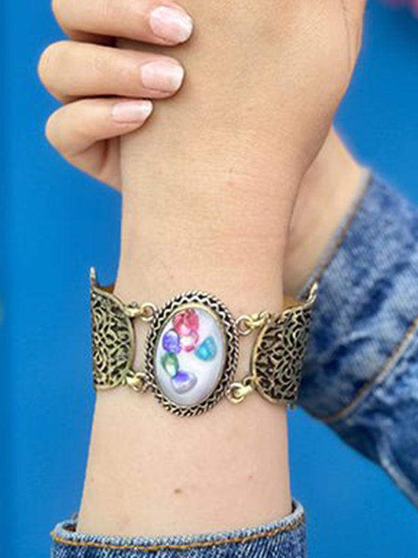 Handcrafted Copper Bracelet & Ring Set – Arabic Art Design
