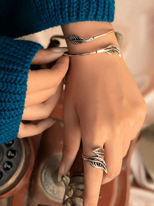 Handcrafted Copper Simple Leaf Jewelry Set