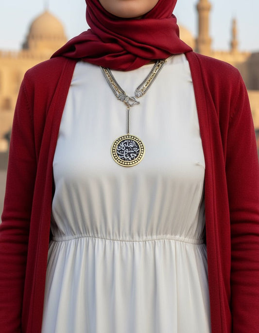 Dual-Tone Arabic Calligraphy Necklace – The heart falls in love with everything beautiful