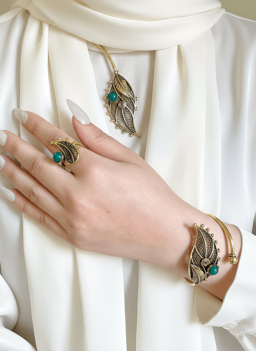 Handcrafted Copper Leaf Jewelry Set