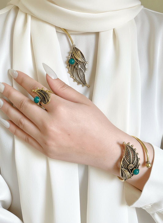 Handcrafted Copper Leaf Jewelry Set