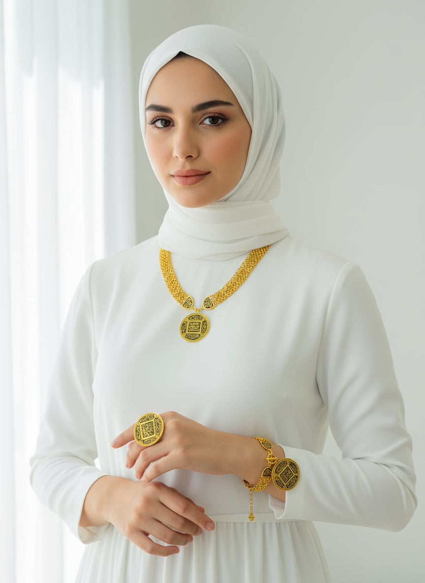Handcrafted Calligraphy Jewelry Set – Divine Doors of Goodness