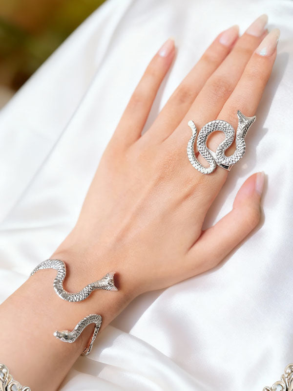 Snake Wrap Ring & Cuff Bracelet – Mythic Serpent Design
