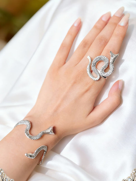 Snake Wrap Ring & Cuff Bracelet – Mythic Serpent Design