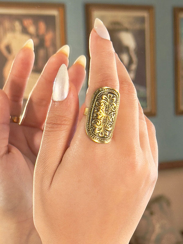 Vintage Oriental Engraved Copper Set – Bracelet & Ring