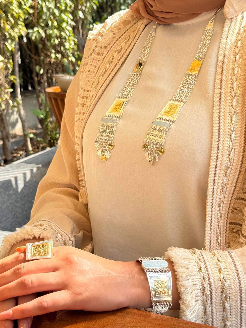 Royal Heritage Arabic Jewelry Set – Silver & Gold Plated