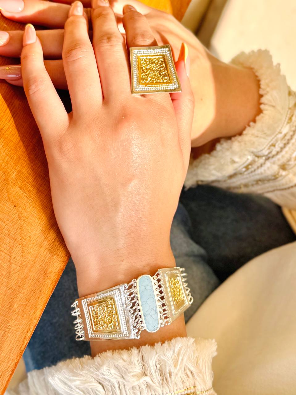 Royal Heritage Arabic Jewelry Set – Silver & Gold Plated