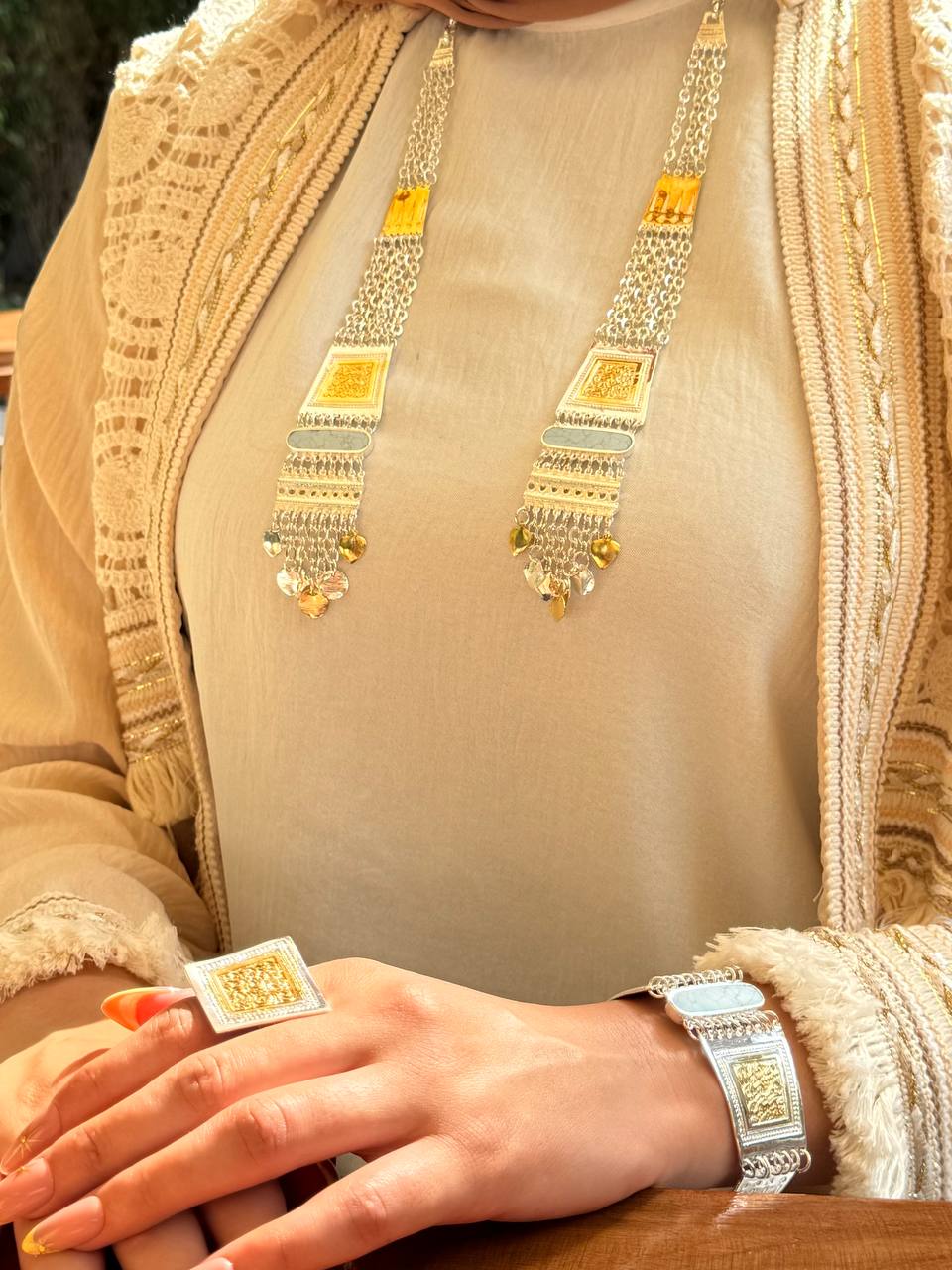 Royal Heritage Arabic Jewelry Set – Silver & Gold Plated