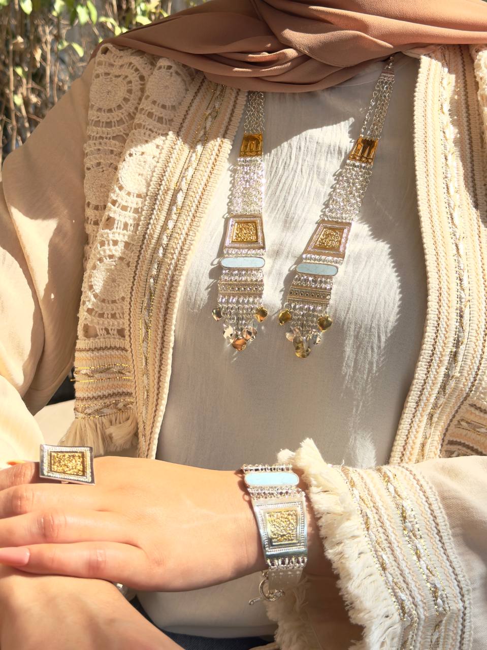 Royal Heritage Arabic Jewelry Set – Silver & Gold Plated