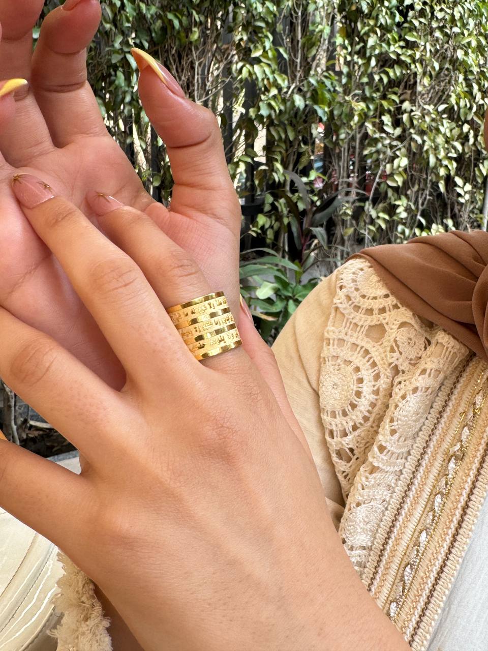 Ayat al-Kursi Gold Plated Ring – Arabic Calligraphy Islamic Jewelry