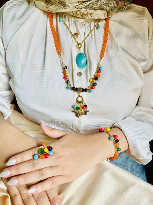 Sun & Sky Bohemian Set – Natural Alabaster & Turquoise