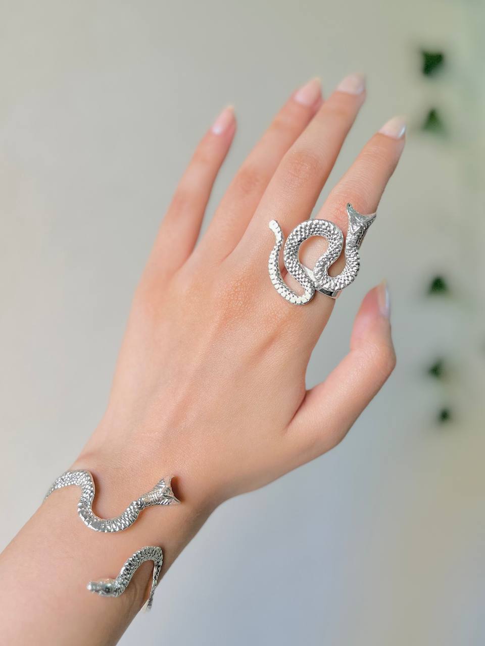 Snake Wrap Ring & Cuff Bracelet – Mythic Serpent Design
