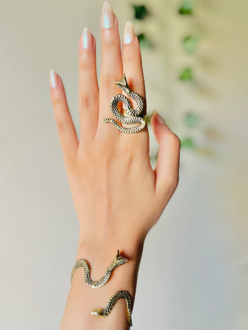 Snake Wrap Ring & Cuff Bracelet – Mythic Serpent Design