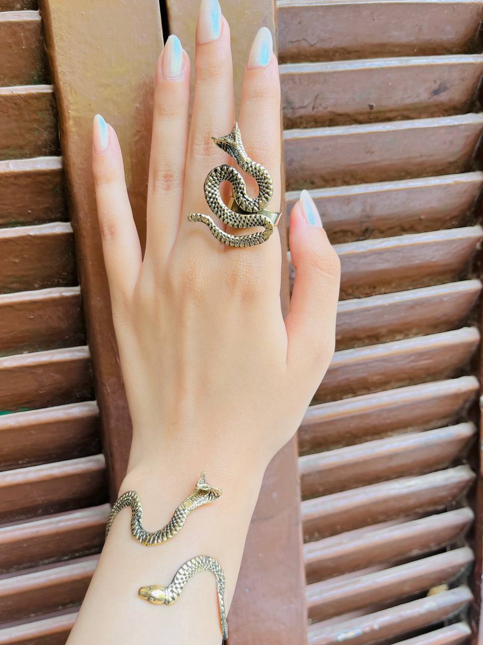 Snake Wrap Ring & Cuff Bracelet – Mythic Serpent Design