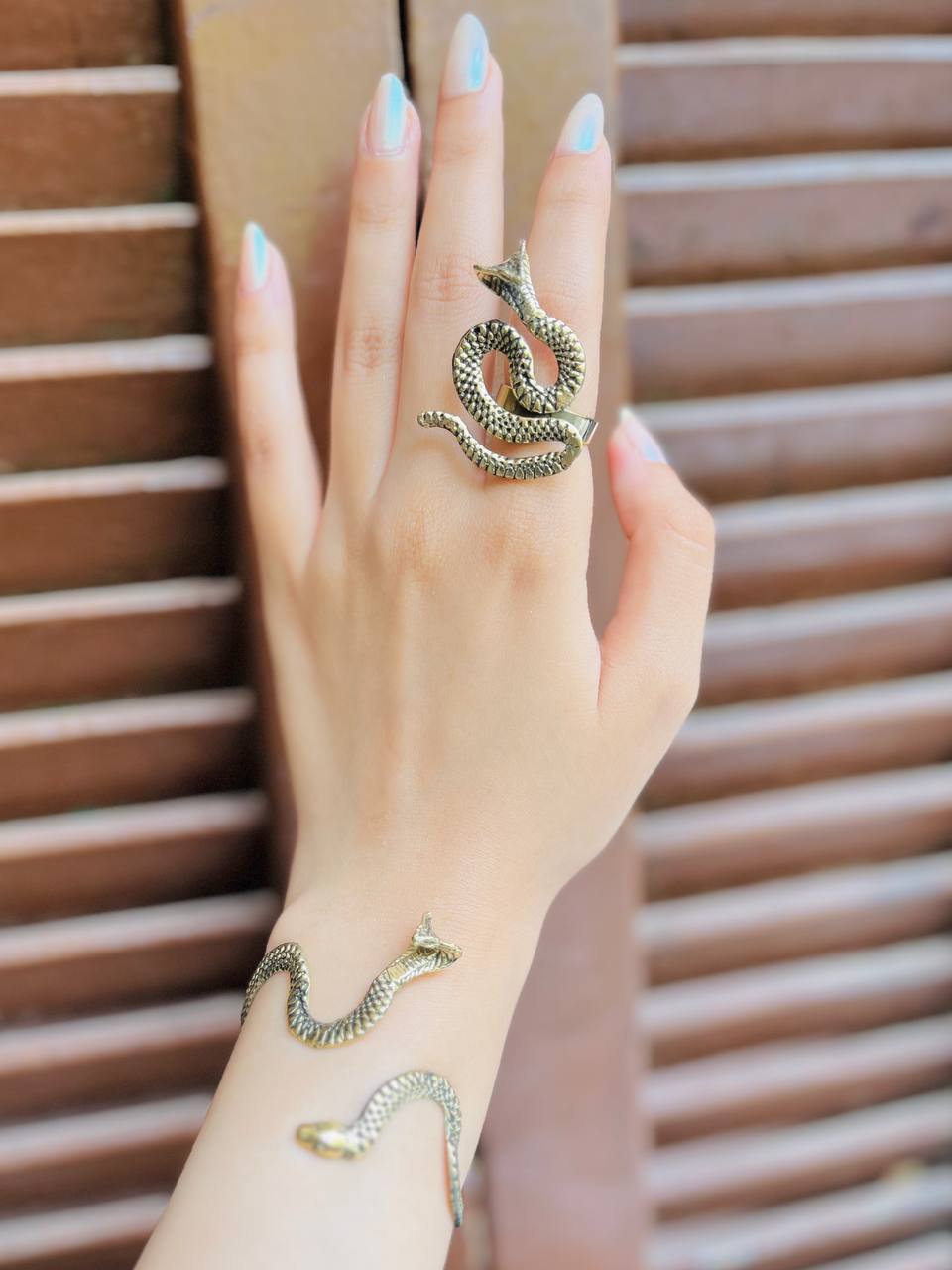 Snake Wrap Ring & Cuff Bracelet – Mythic Serpent Design