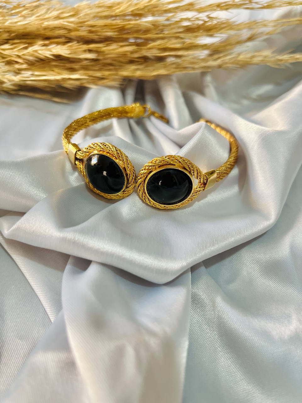 Twisted Copper Agate Set – Black & Green Collection