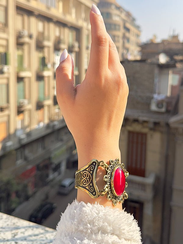 Antique Copper Bracelet & Ring Set – Agate & Turquoise Collection