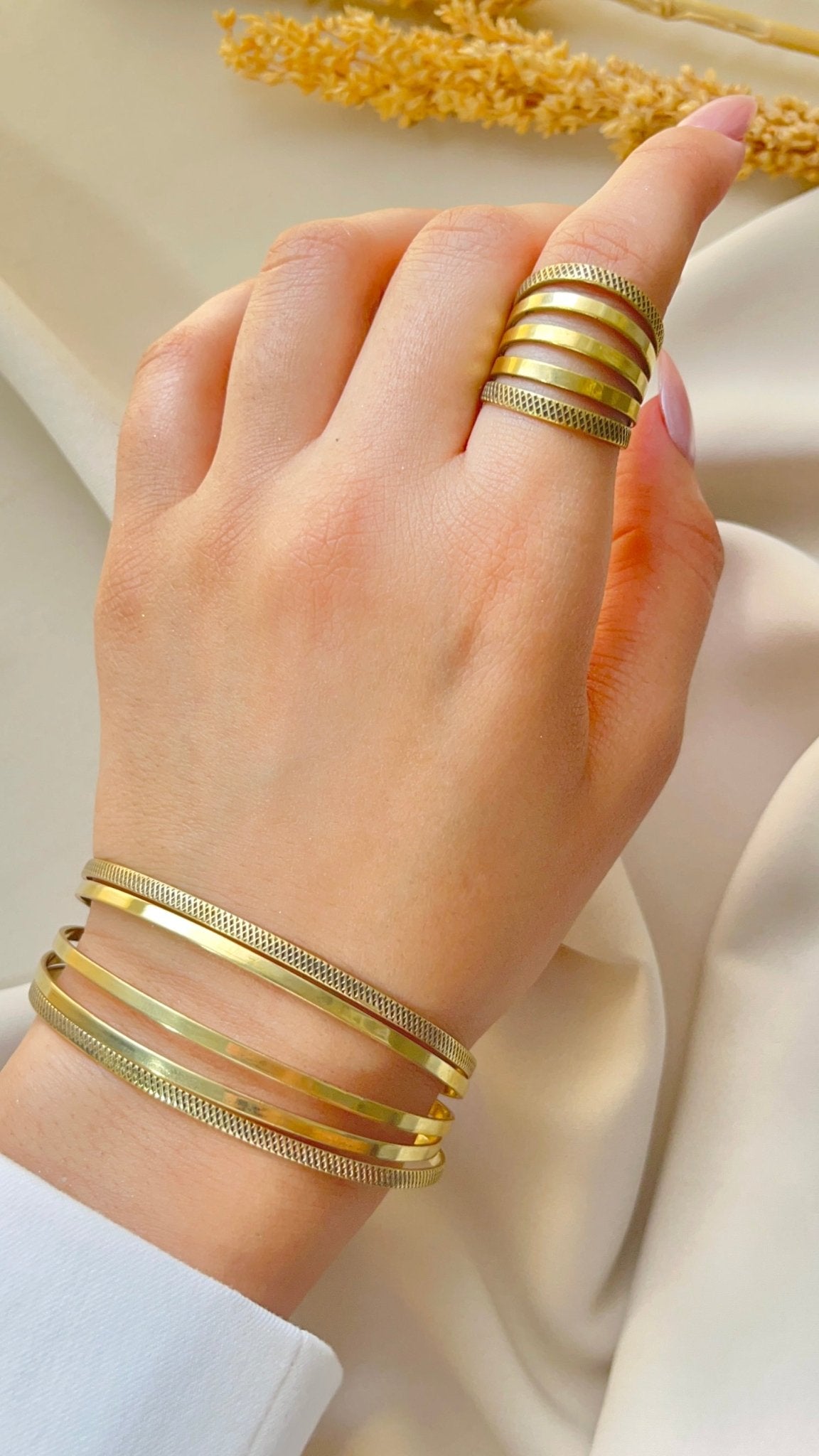 Antique Gold Layered Set – Minimalist Copper Jewelry