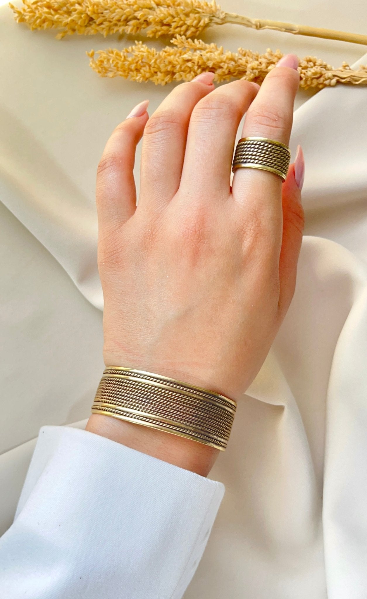 Vintage Woven Copper Set – Bracelet & Ring