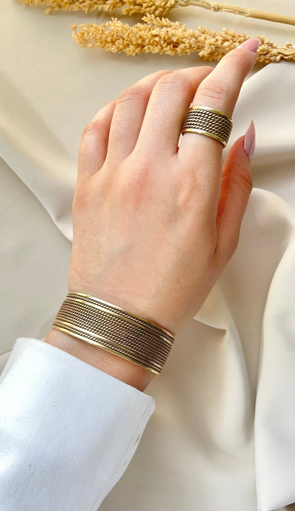 Vintage Woven Copper Set – Bracelet & Ring