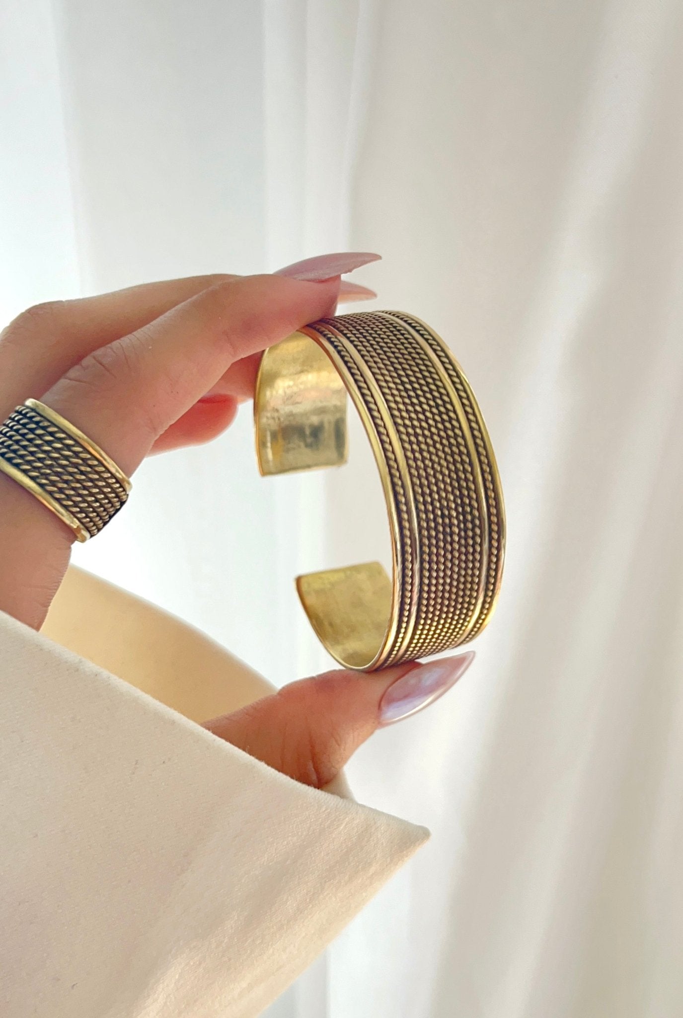 Vintage Woven Copper Set – Bracelet & Ring