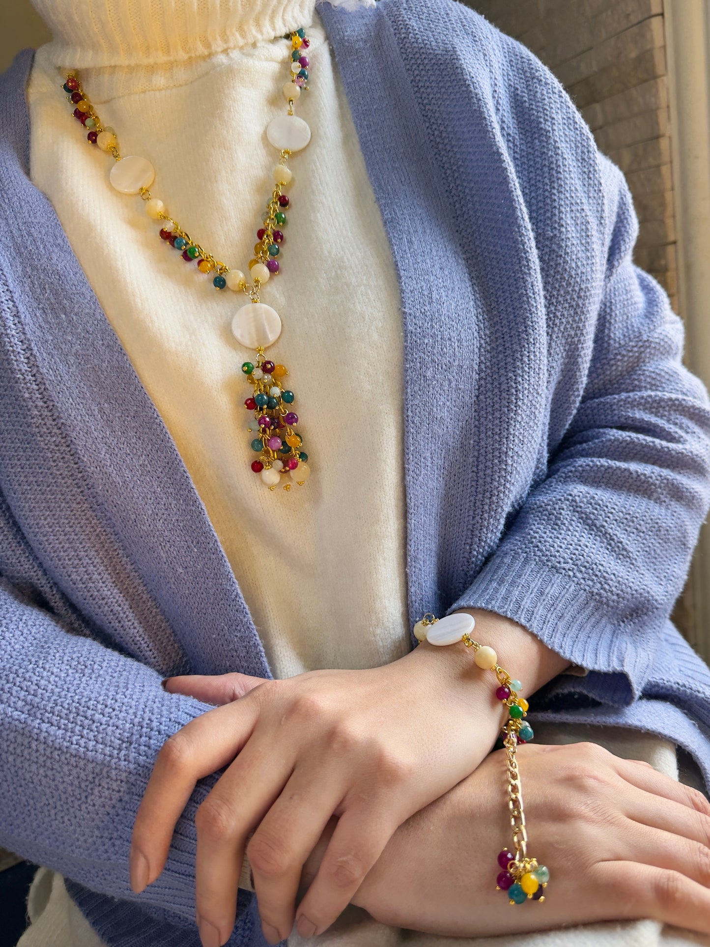 Bohemian Multicolor Agate Statement Set