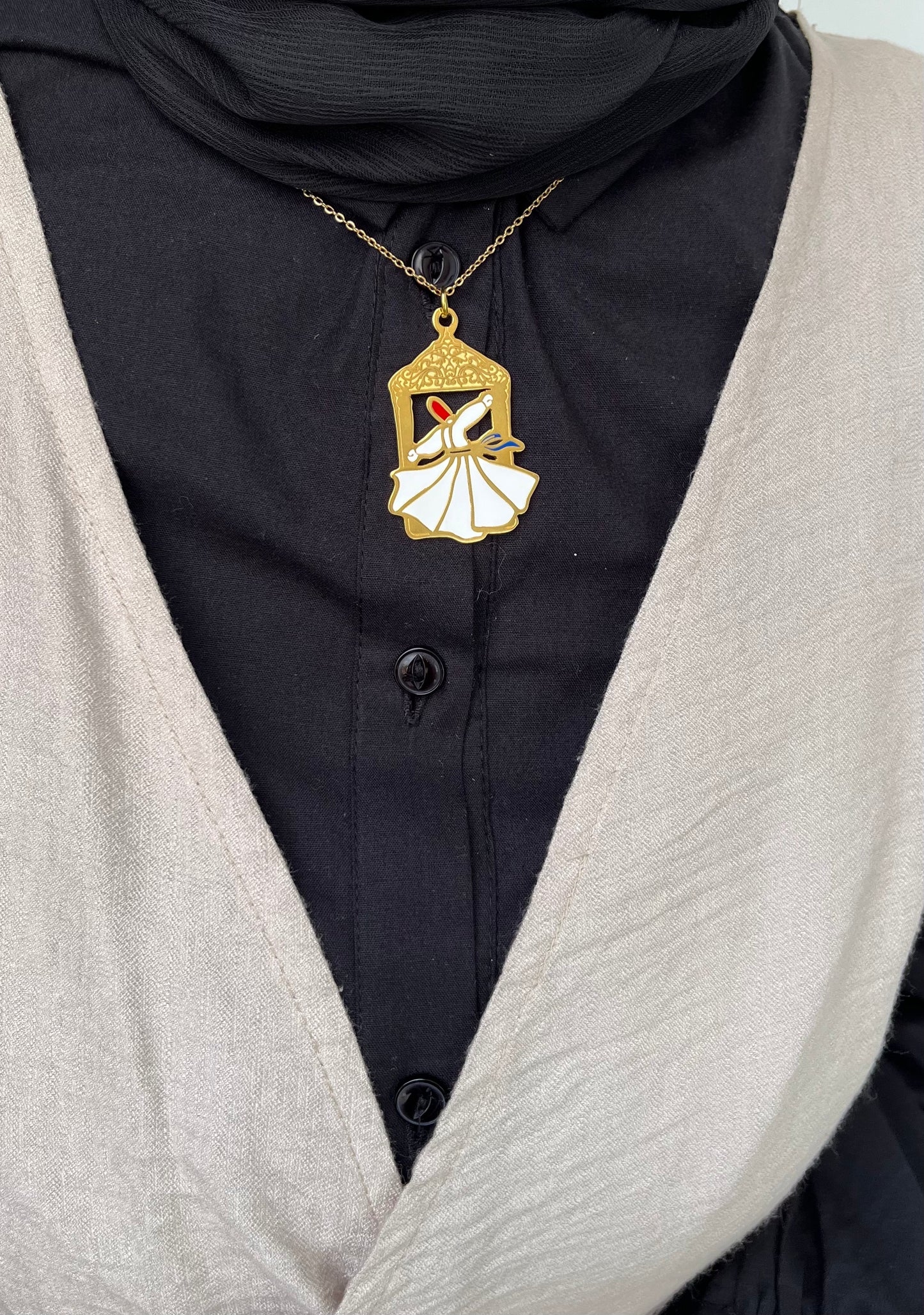 Sufi Dervish Pendant – Dance of Devotion - Gold Plated