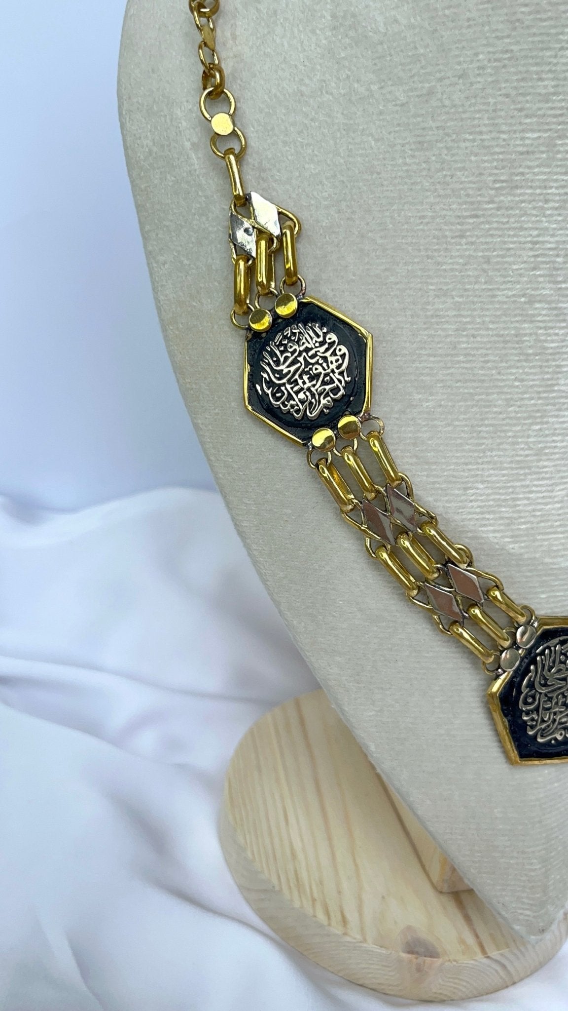 Arabic Copper Calligraphy Necklace & Ring Set