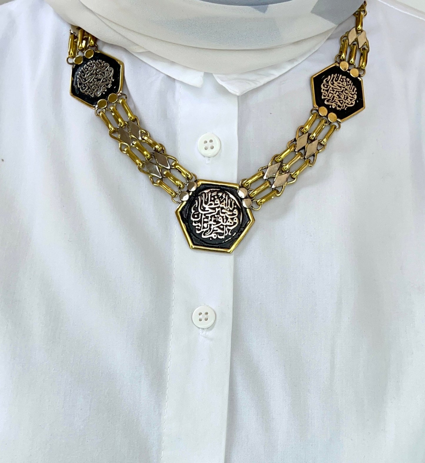 Arabic Copper Calligraphy Necklace & Ring Set