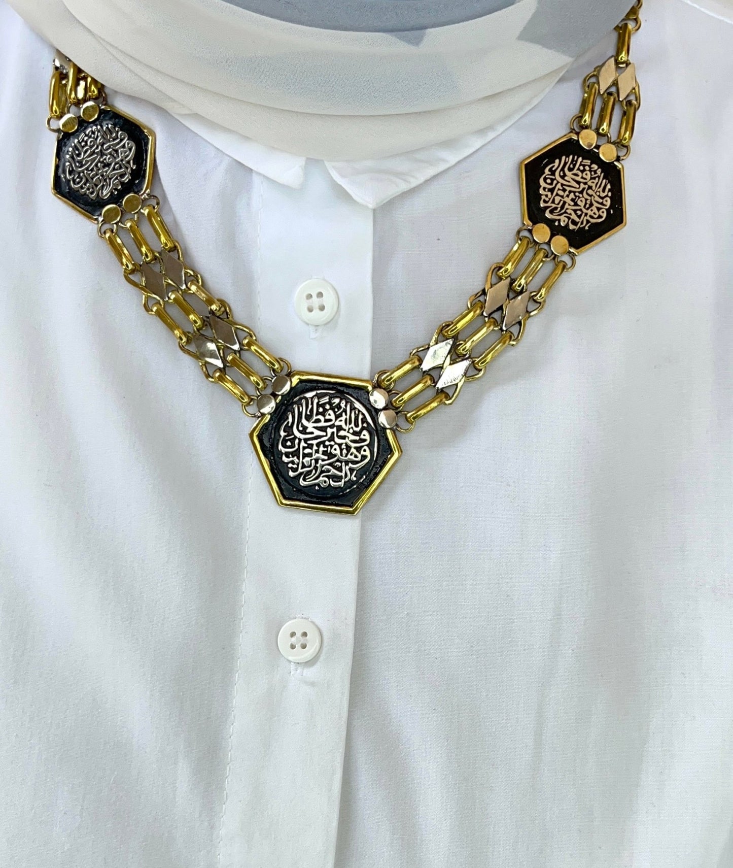 Arabic Copper Calligraphy Necklace & Ring Set