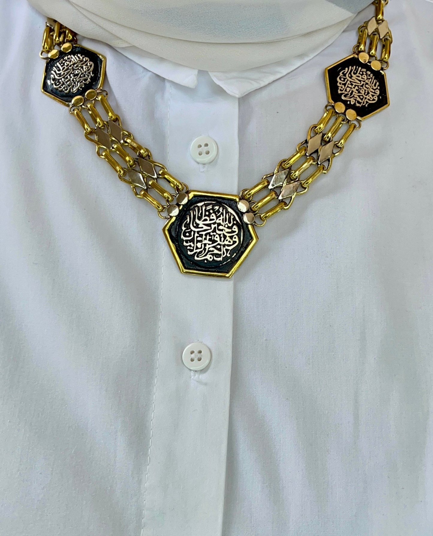 Arabic Copper Calligraphy Necklace & Ring Set