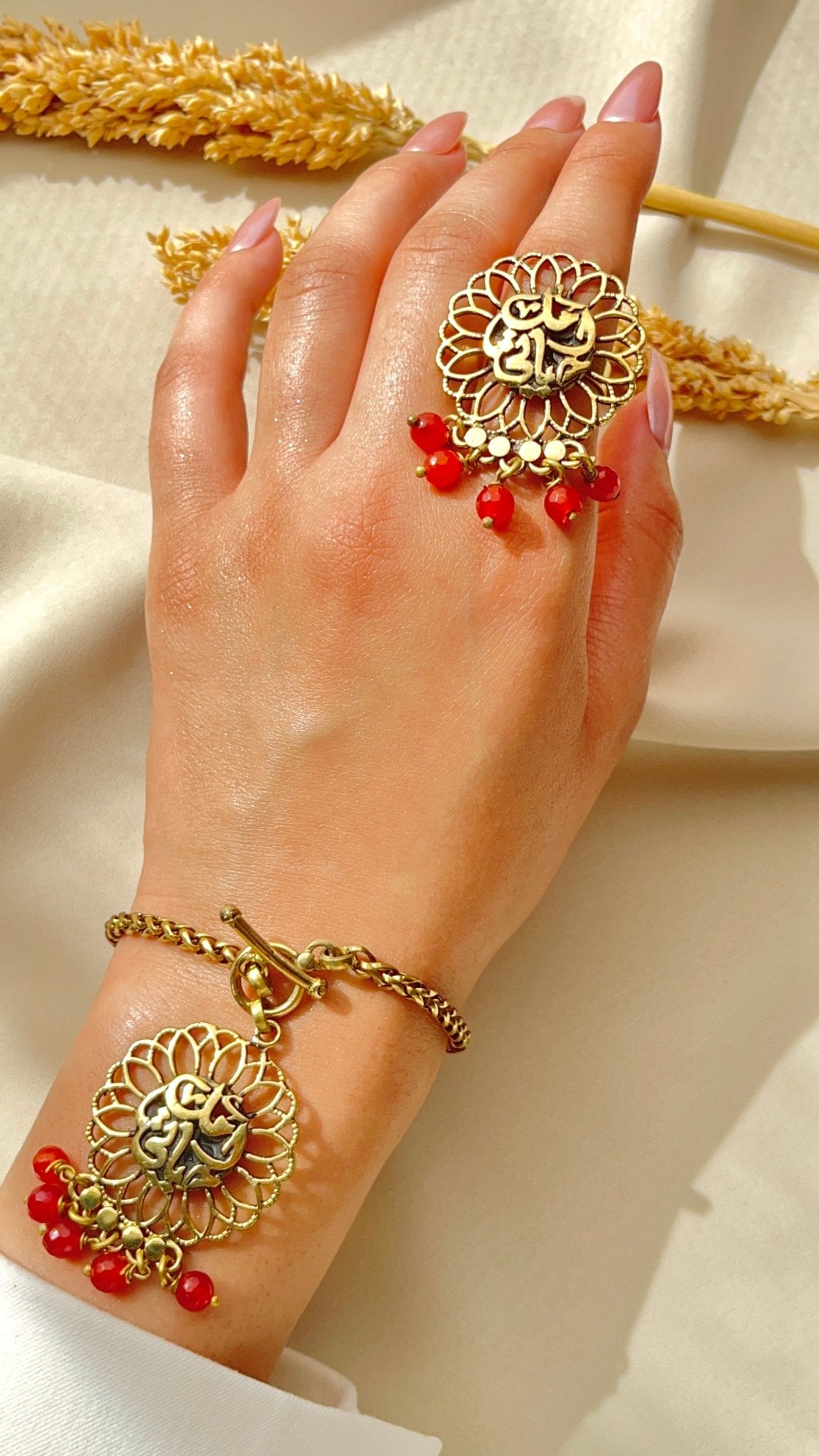 Oriental Blossom Arabic Calligraphy Set -  Pure Copper